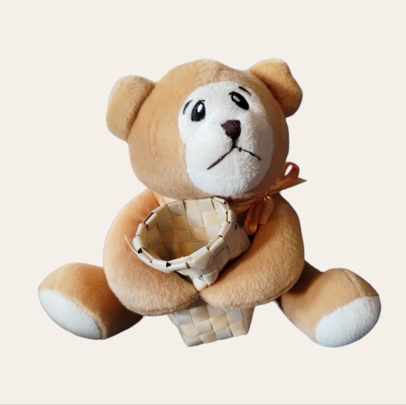 ✓Amen choice Teddy bear plush stuffed animal soft toy holding  tan Woven Basket - Picture 1 of 14